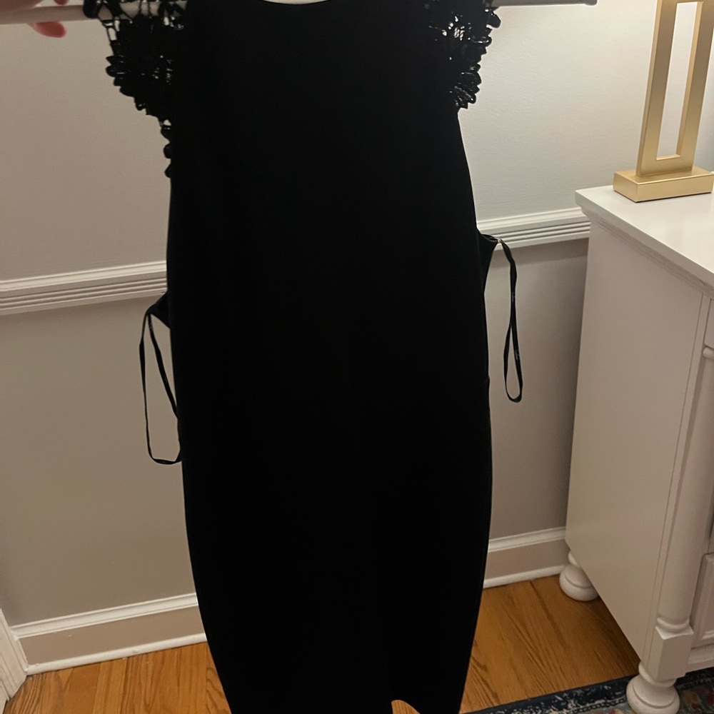 Lulu's Black Backless Dress with Lace Detail